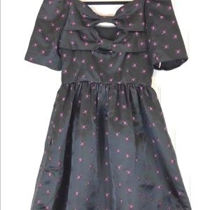 Gal Meets Glam Maude Satin Jacquard Bow Back Dress NWT